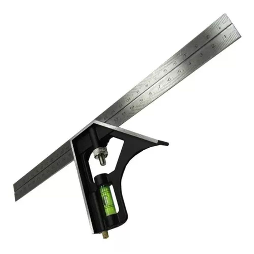 Regua Com Nivel E Riscador Em Inox 12 30Cm Titanium -