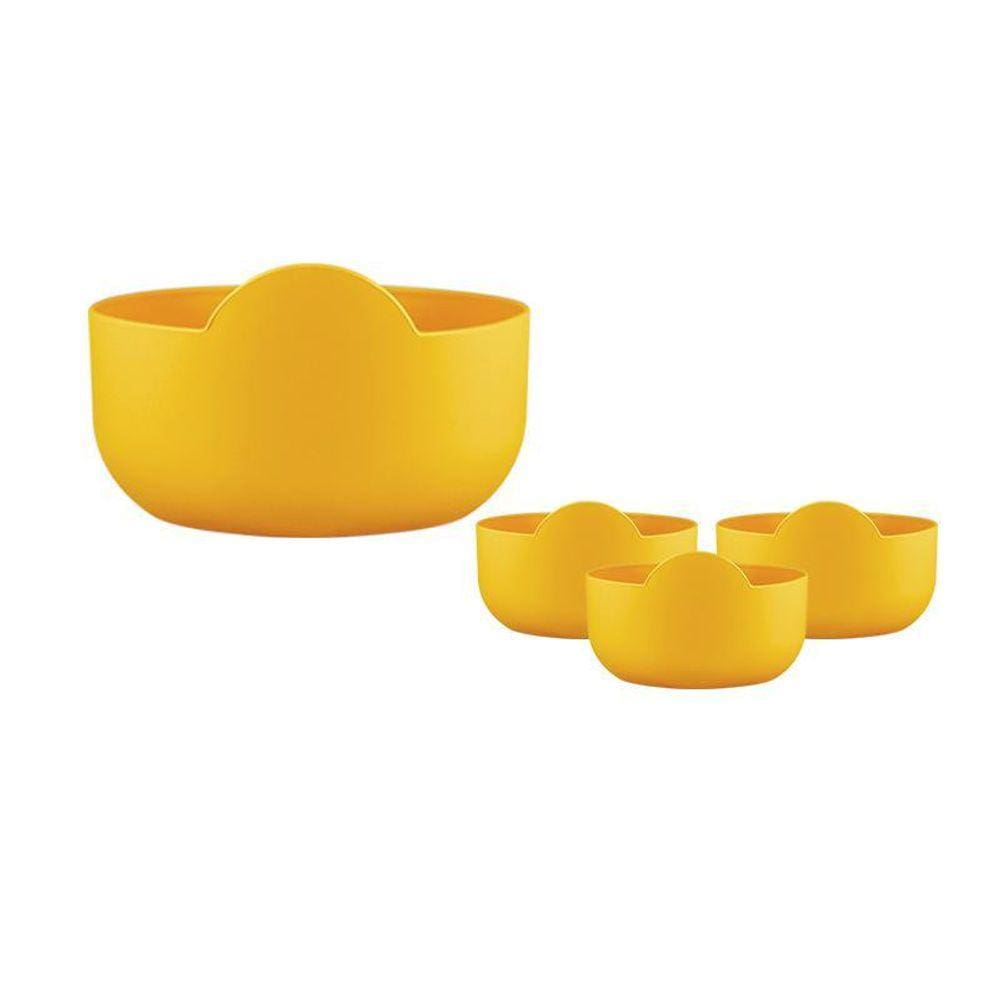 Kit 4 Super Bowl Amarelo 475Ml Plástico Premium
