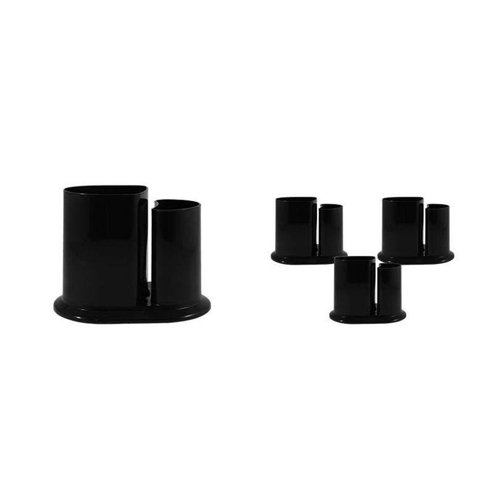 Kit 4 Porta Lápis Duo Preto Plástico