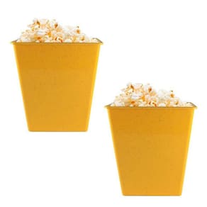 Kit 2 Pipoqueira Retrô Fibra Madeira Amarelo 2,6L