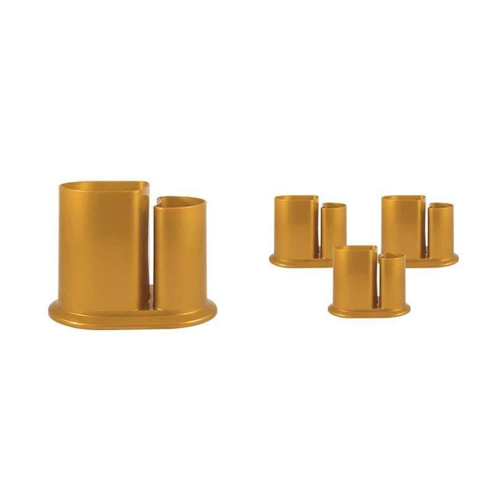 Kit 4 Porta Lápis Duo Dourado Plástico