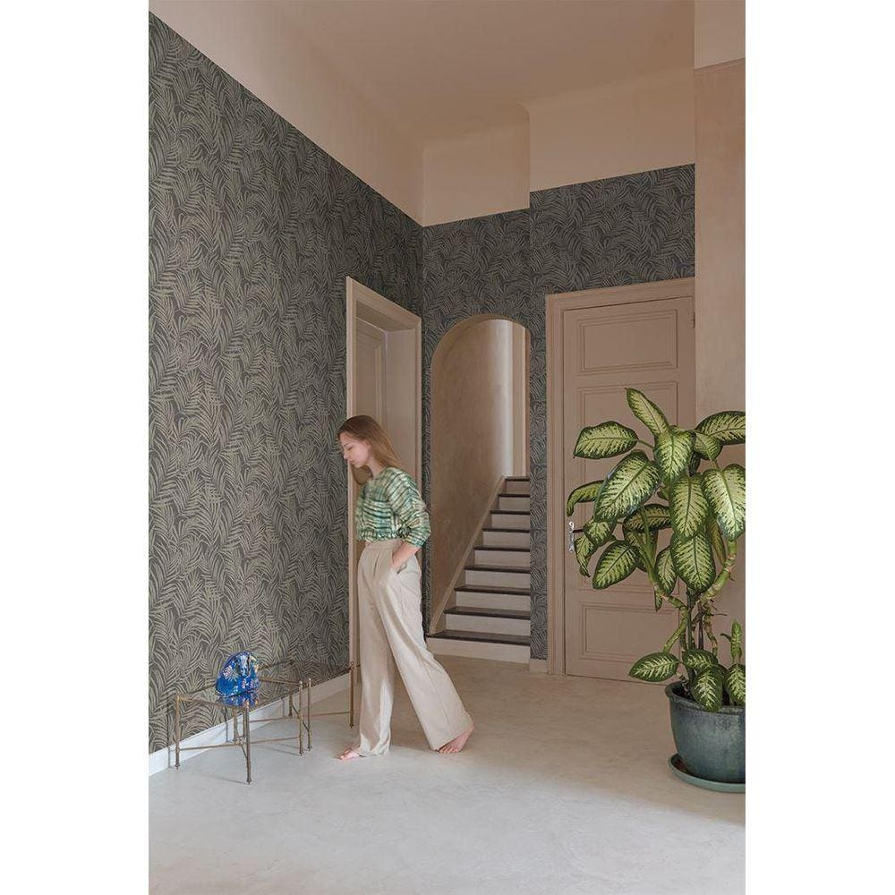 Papel de Parede Maison Folhagem Cinza - Alta Qualidade