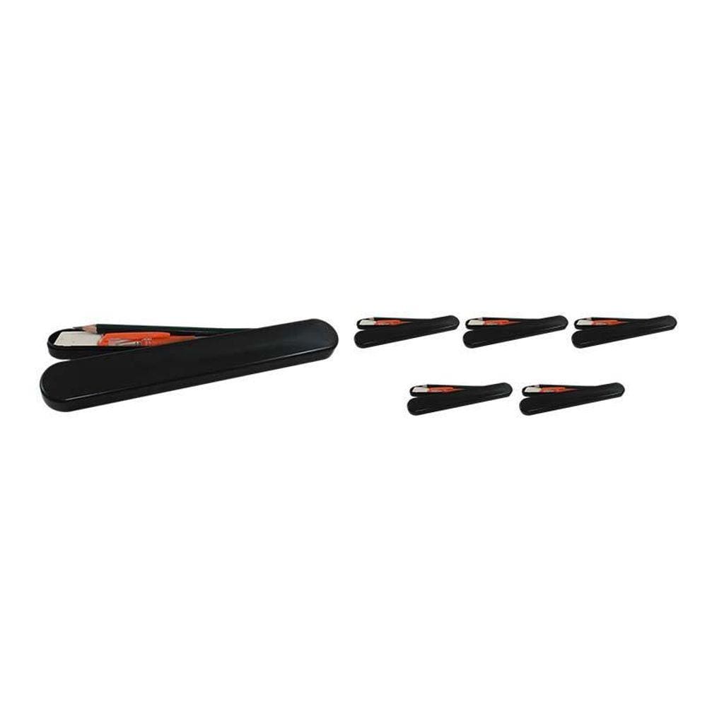 Kit 6 Mini Estojo Preto Plástico