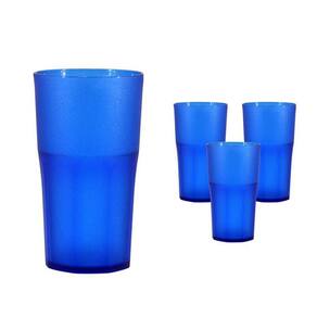 Kit 4 Copos Roma Cristal Azul 370Ml Plástico