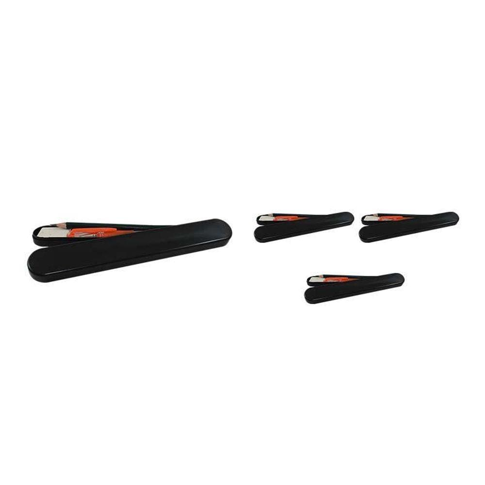 Kit 4 Mini Estojo Preto Plástico