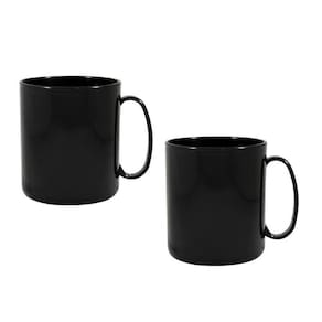 Kit 2 Canecas Redonda Preto 400Ml Plástico Premium