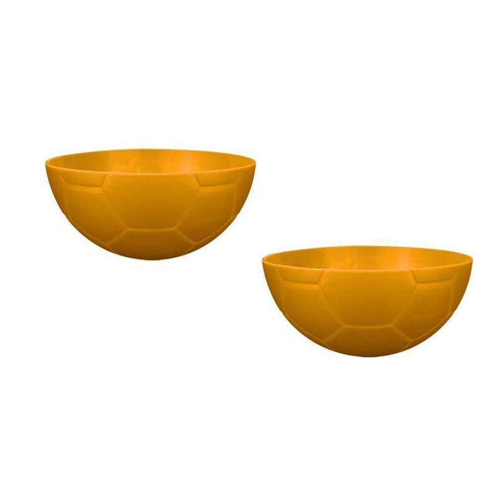 Kit 2 Petisqueira Futebol Dourado 240Ml Plástico