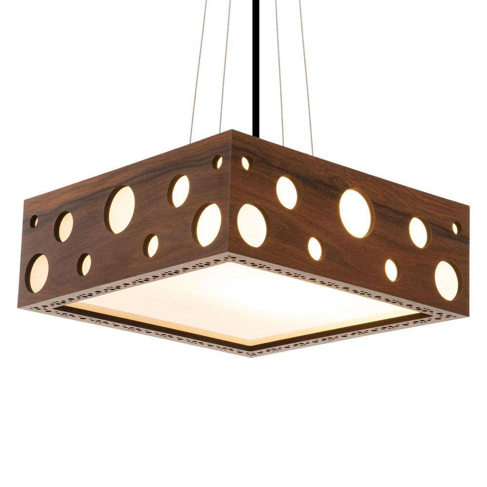 Lustre Decorativo Madeira Pendente Mariscal Quad 45Cm