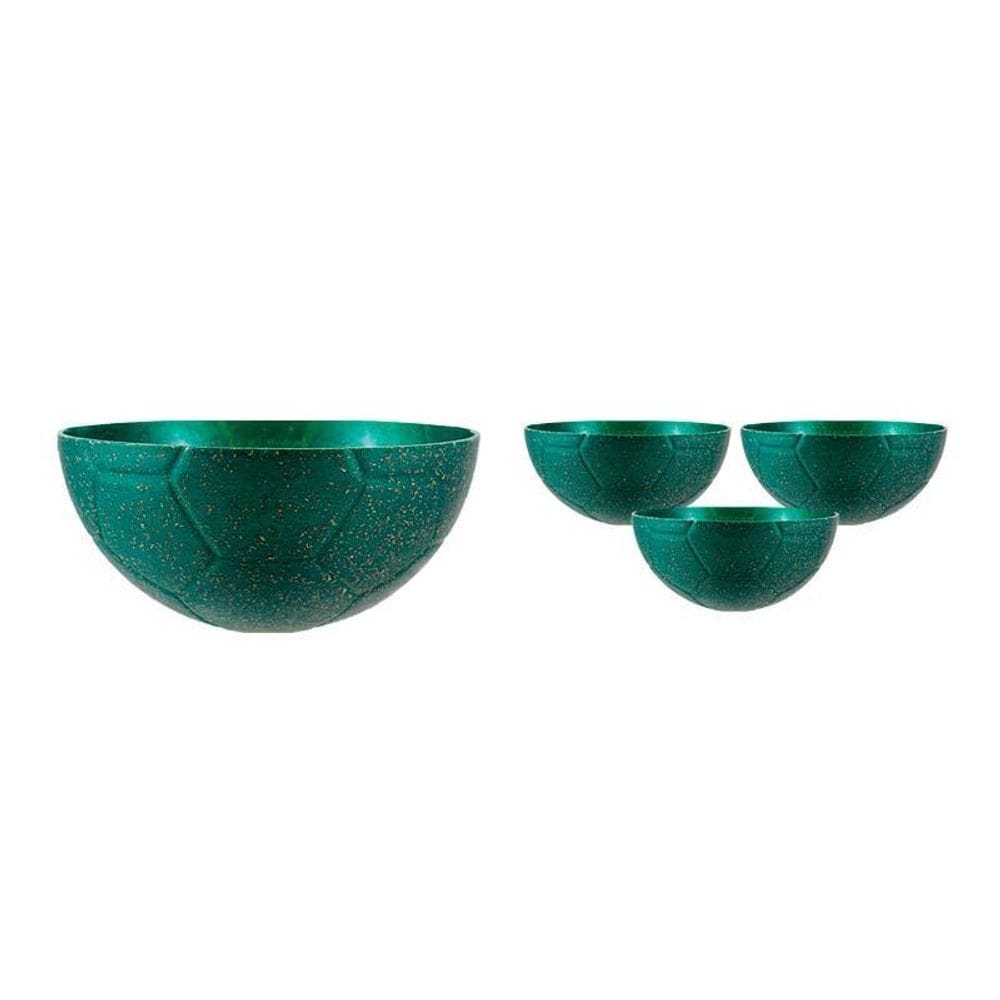 Kit 4 Petisqueira Futebol Fibra Madeira Verde 240Ml