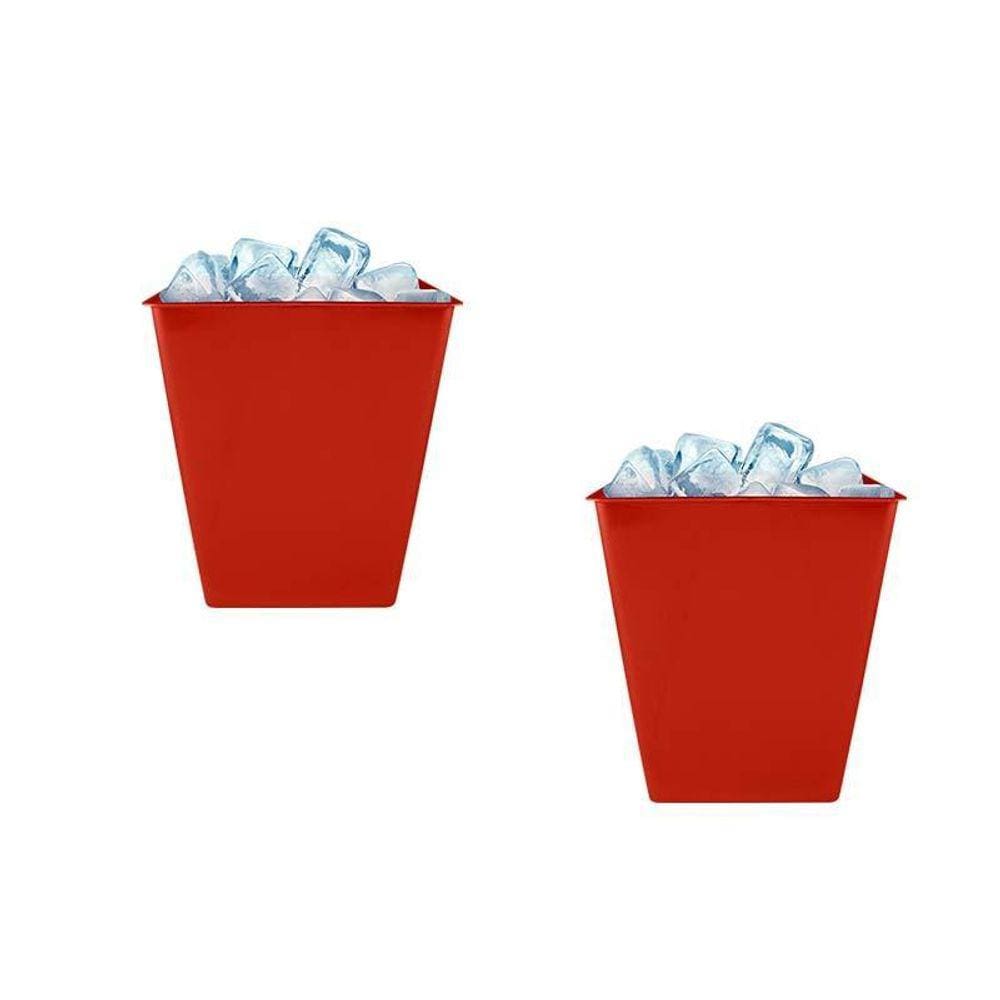 Kit 2 Balde Gelo Vermelho 2,6L Plástico Premium