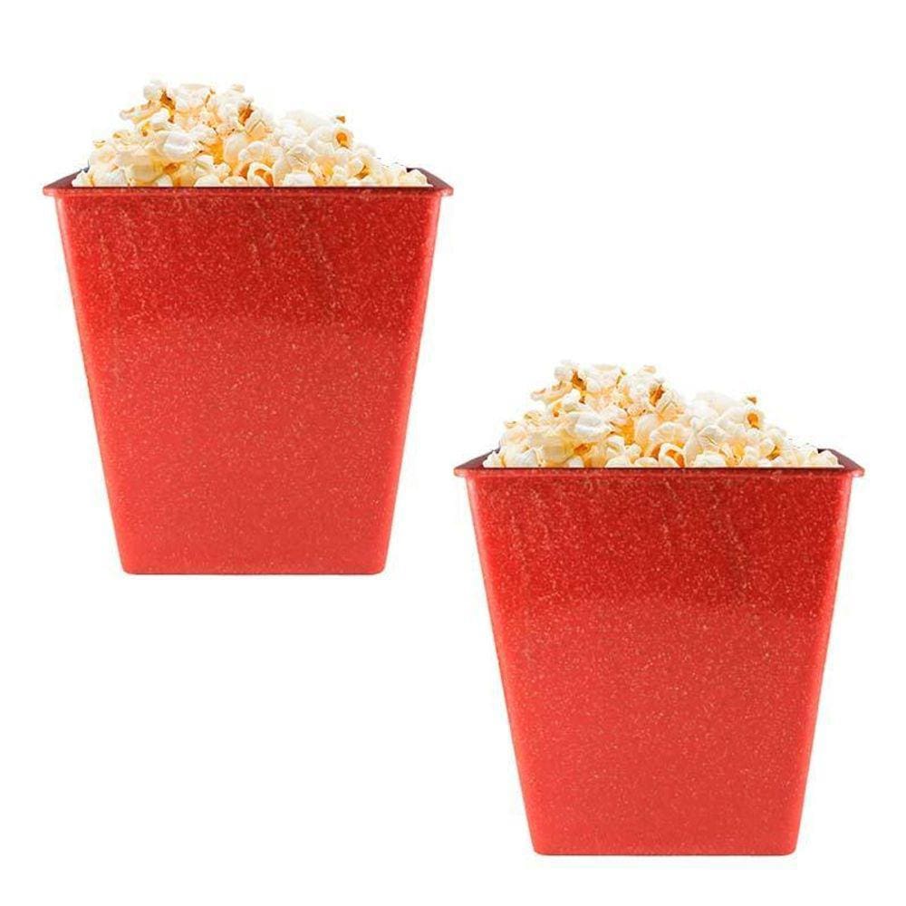 Kit 2 Pipoqueira Retrô Fibra Madeira Vermelho 2,6L