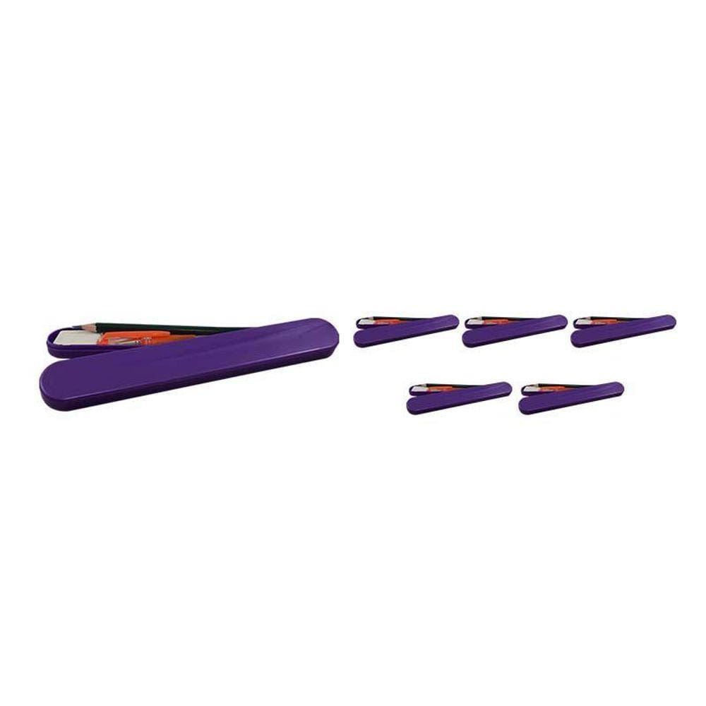 Kit 6 Mini Estojo Lilás Plástico