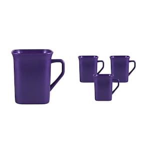 Kit 4 Canecas Quadrada Lilás 250Ml Plástico Premium