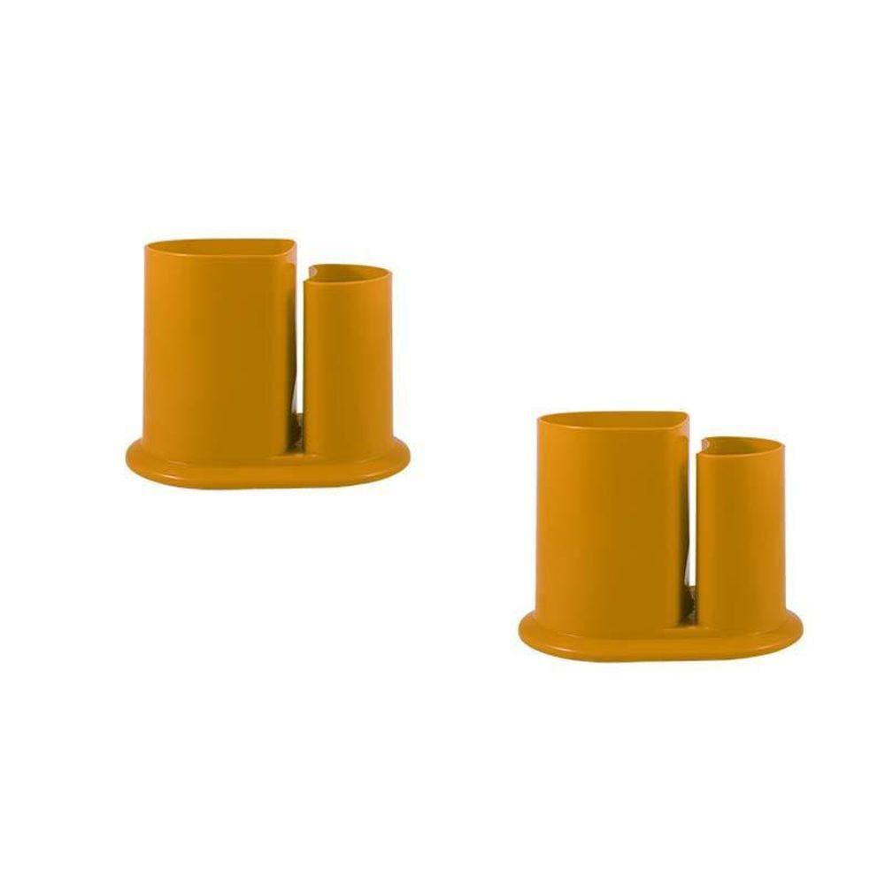 Kit 2 Porta Lápis Duo Amarelo Plástico