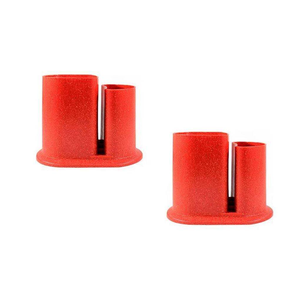 Kit 2 Porta Lápis Duo Fibra Madeira Vermelho