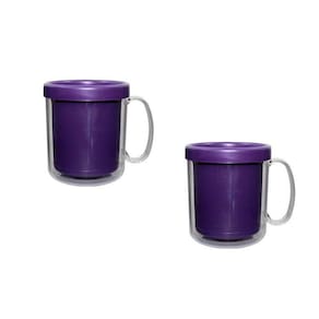 Kit 2 Canecas Térmica Cristal Lilás 300Ml Plástico