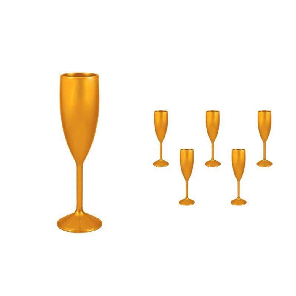 Kit 6 Taças Vip Dourado 180Ml Plástico Premium