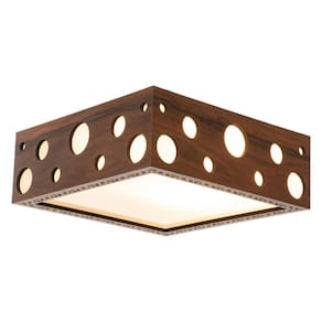 Lustre Decorativo Madeira Plafon Mariscal Quad 20Cm