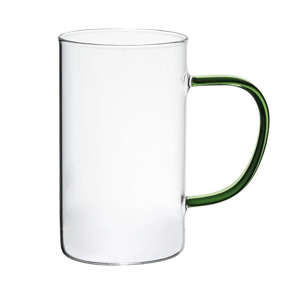 Caneca Vidro Boro Com Alça Verde 300 Ml Mimo Style Tc22133
