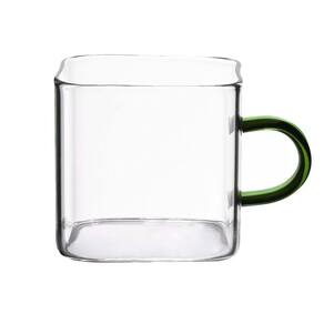 Caneca Quadrada Boro Alça Verde 130 Ml Mimo Style Tc22137