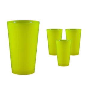 Kit 4 Copos Cancun Amarelo Neon 320Ml Plástico Premium