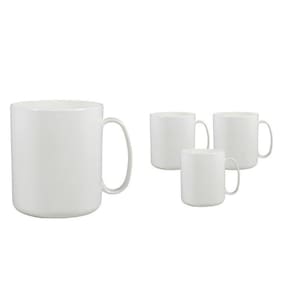 Kit 4 Canecas Redonda Branco 400Ml Plástico Premium