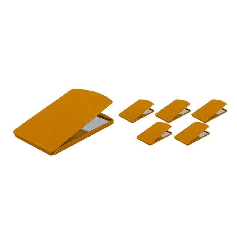 Kit 6 Espelhos De Bolsa Dourado Plástico Premium