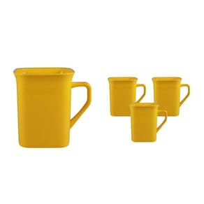 Kit 4 Canecas Quadrada Amarelo 250Ml Plástico Premium