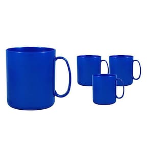 Kit 4 Canecas Redonda Azul 400Ml Plástico Premium