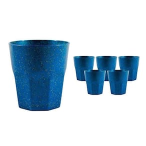 Kit 6 Copos Mini Roma Fibra Madeira Azul 300Ml