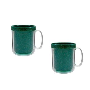 Kit 2 Canecas Térmica Cristal 300Ml Fibra Madeira Verde