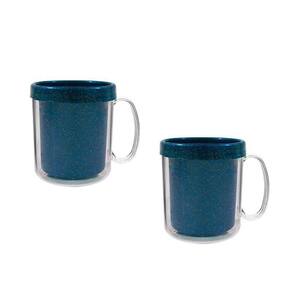 Kit 2 Canecas Térmica Cristal 300Ml Fibra Madeira Azul