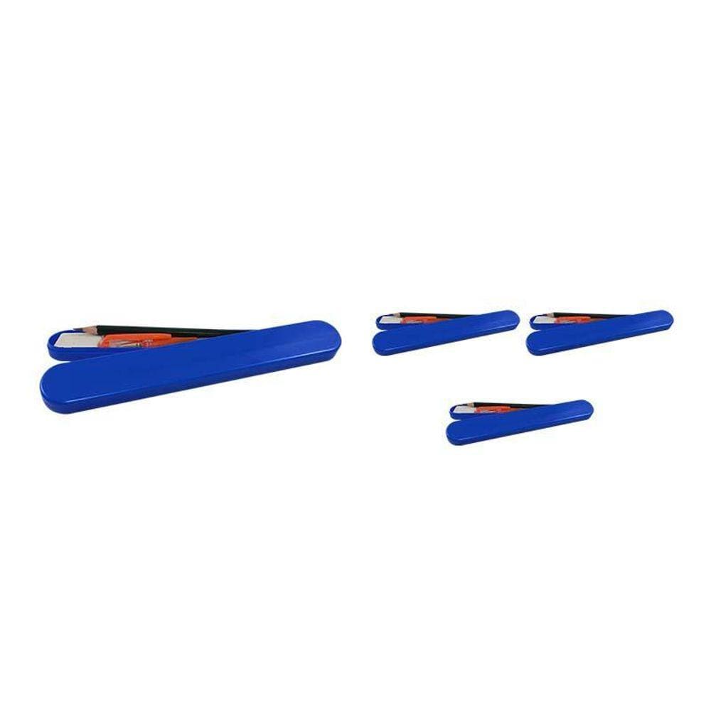 Kit 4 Mini Estojo Azul Plástico