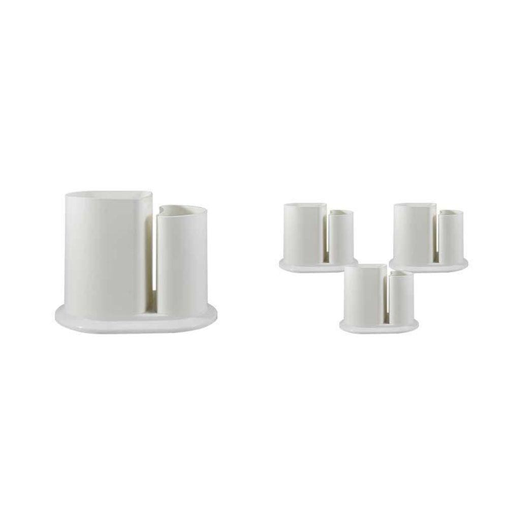 Kit 4 Porta Lápis Duo Branco Plástico