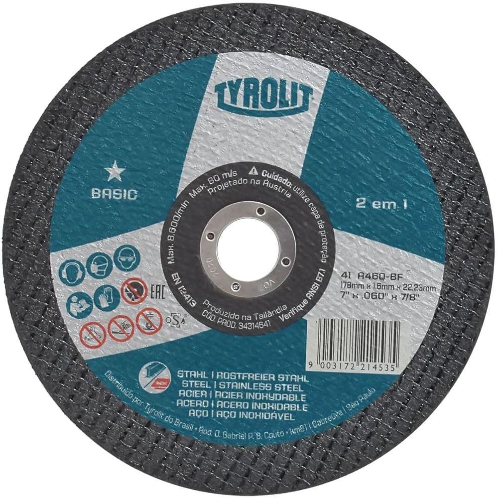 KITS DE DISCO DE CORTE 2 EM 1 - 7" 178x1,6x22,23mm - TYROLIT