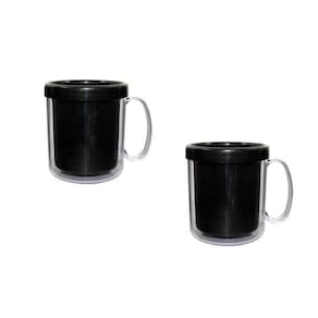 Kit 2 Canecas Térmica Cristal Preto 300Ml Plástico