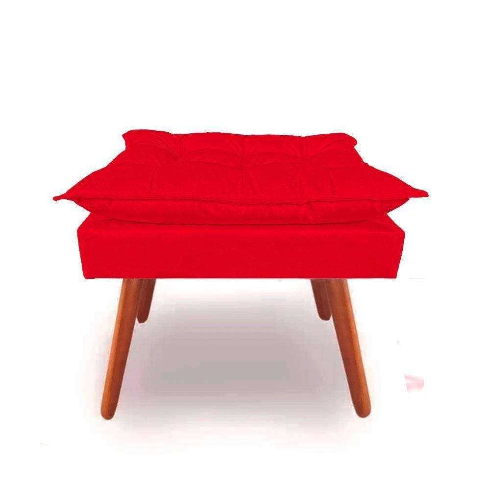 Puff Opalla Pés Palito Suede Vermelho Top Para Sala Recepção