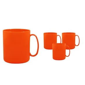Kit 4 Canecas Redonda Alaranjado 400Ml Plástico Premium