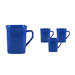 Kit 4 Canecas Quadrada Azul 250Ml Plástico Premium