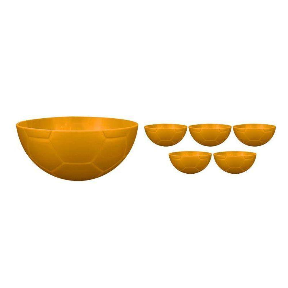 Kit 6 Petisqueira Futebol Dourado 240Ml Plástico