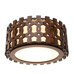 Lustre Decorativo Madeira Plafon Redondo Encantadas 45Cm