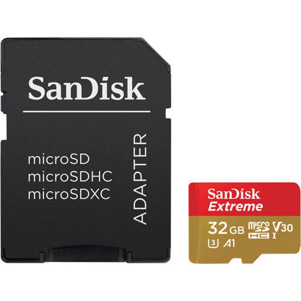 Cartão MicroSDHC 32GB Sandisk Extreme 100mb/s 4K UHS-I / V30 / U3 / A1 Classe 10