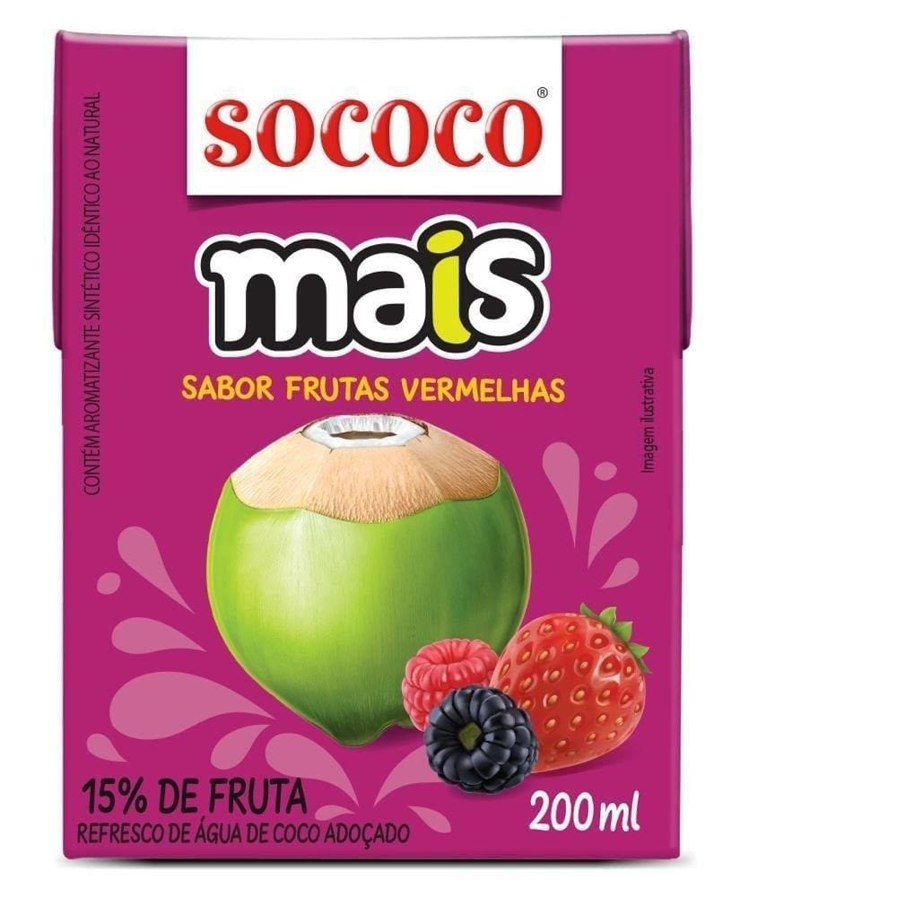 Água de Coco Mais Frutas Vermelhas 200ml - Embalagem com 24 Unidades