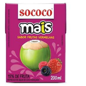Água de Coco Mais Frutas Vermelhas 200ml - Embalagem com 24 Unidades