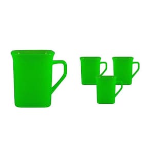 Kit 4 Canecas Quadrada Verde Neon 250Ml Plástico Premium