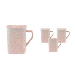Kit 4 Canecas Quadrada Fibra Madeira Palha 250Ml