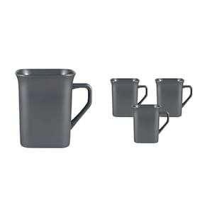 Kit 4 Canecas Quadrada Prata 250Ml Plástico Premium