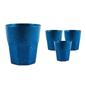 Kit 4 Copos Mini Roma Fibra Madeira Azul 300Ml