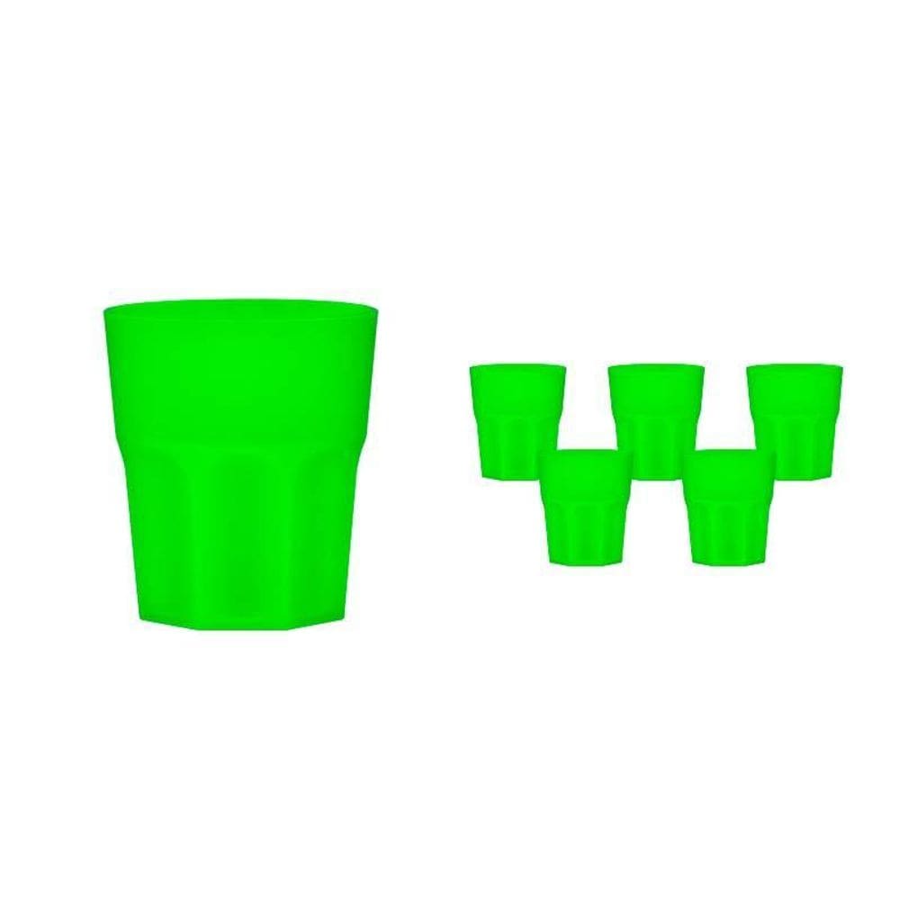 Kit 6 Copos Mini Roma Verde Neon 300Ml Plástico Premium