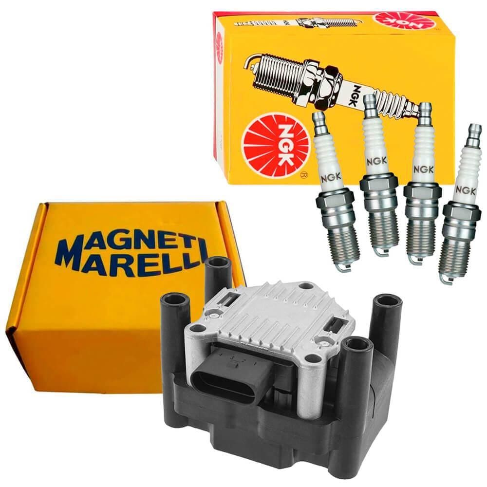 Kit Ignição Vela e Bobina Golf 1.6 2000 a 2007 Ngk Magnetti